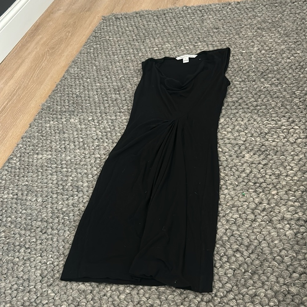 Diane Von Furstenberg Black Midi Shift Dress Size 0